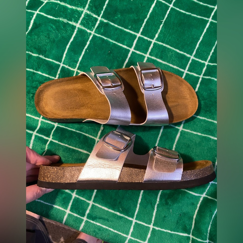 Universal Thread Silver Buckle Sandals